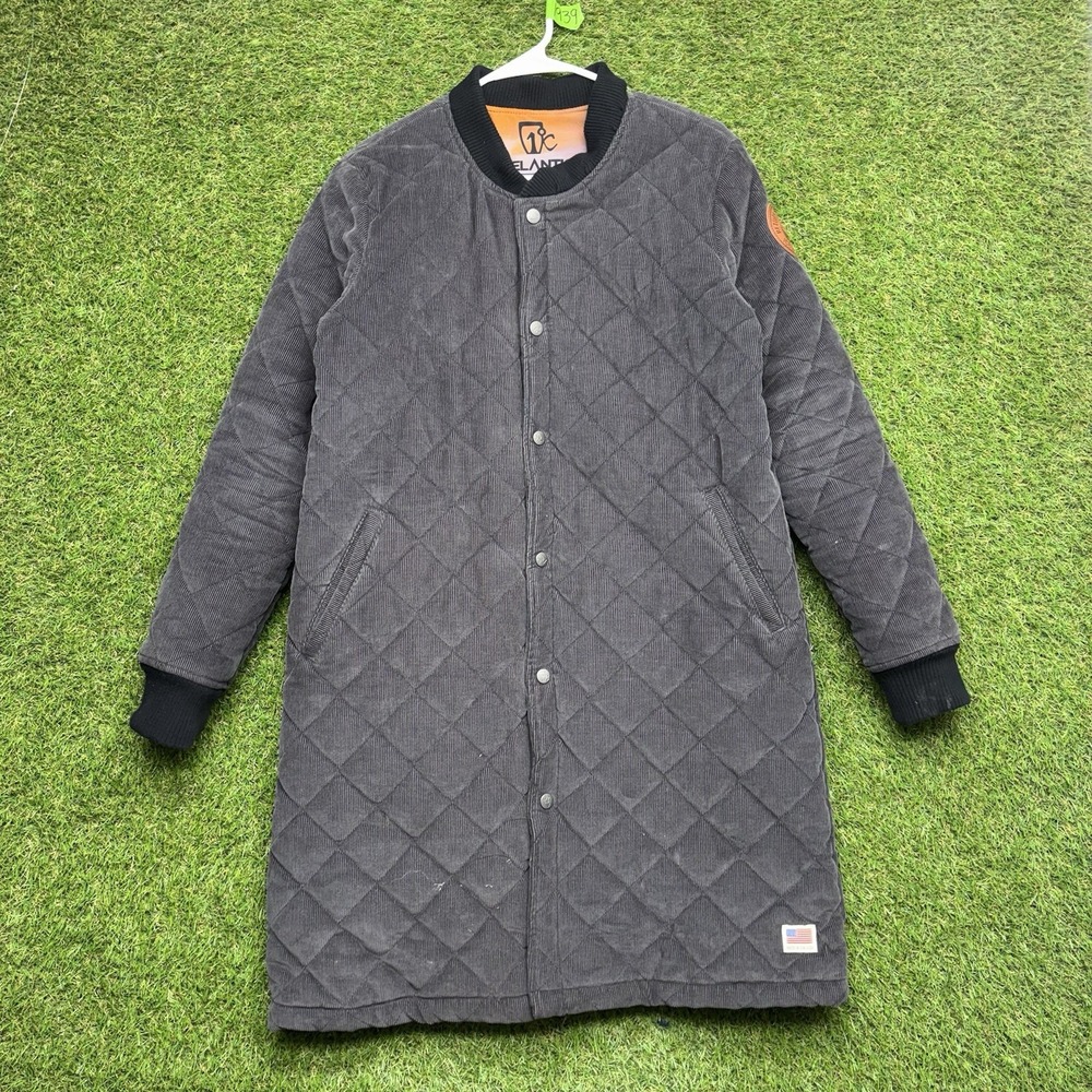 Icelantic Maiden Quilted Jacket Womens Large Long Interior Artwork Corduroy
